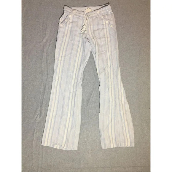 Juniors Jolt Pants Size 1 55% Linen Striped Lightweight Drawstring Cute Casual - Picture 1 of 2